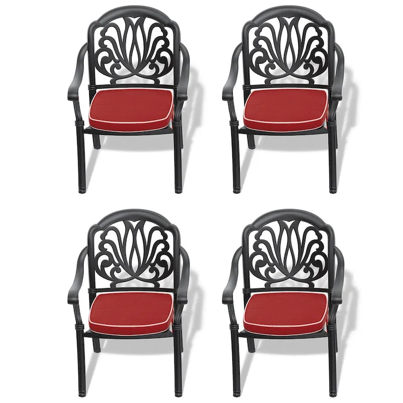 Stacking Patio Dining Armchair with Cushion In Random Colors (Set of 4)