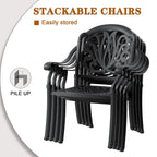 Stacking Patio Dining Armchair with Cushion In Random Colors (Set of 4)