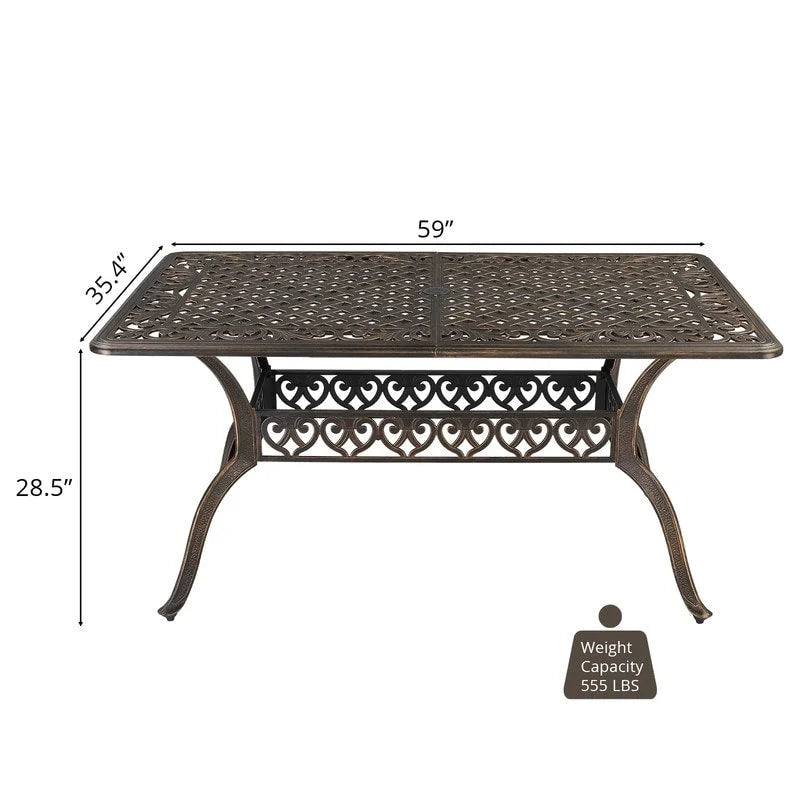 Patio 59 Cast Aluminum Outdoor Dining Table