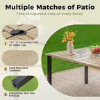 MAISON ARTS Patio Dining Set 6 Pieces with 1 Rectangle Teak Color Table, 2 Swivel Chairs, 2 Stackable Chairs and 1 Bench