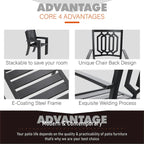 MAISON ARTS Patio Dining Set 6 Pieces with 1 Rectangle Teak Color Table, 2 Swivel Chairs, 2 Stackable Chairs and 1 Bench
