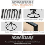 MAISON ARTS Patio Dining Set 6 Pieces with 1 Rectangle Teak Color Table, 2 Swivel Chairs, 2 Stackable Chairs and 1 Bench
