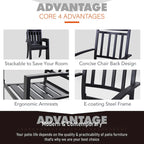 MAISON ARTS Patio Dining Set 6 Pieces with 1 Rectangle Teak Color Table, 2 Swivel Chairs, 2 Stackable Chairs and 1 Bench