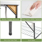 HDPE Rectangular Folding Portable Outdoor Fish Killing Table with Sink Faucet - N/A