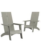 Modern Dual Slat Back Adirondack Style Chairs, Set of 2