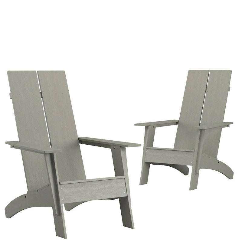 Modern Dual Slat Back Adirondack Style Chairs, Set of 2
