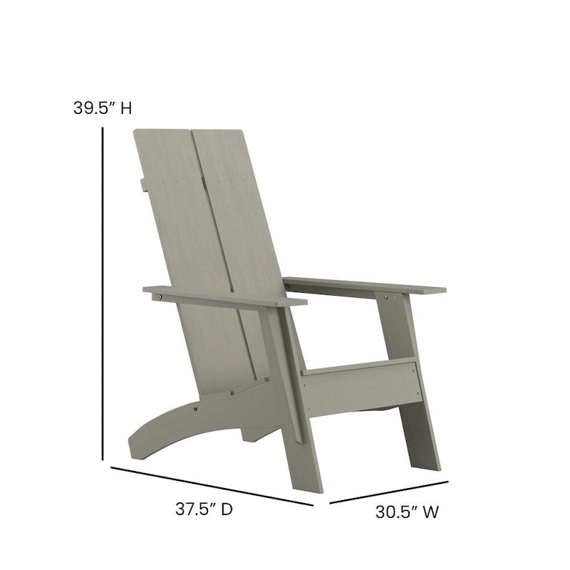 Modern Dual Slat Back Adirondack Style Chairs, Set of 2