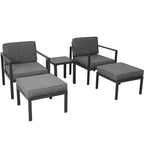Clihome Aluminum Patio 5-Pcs Alloy Conversation Set Sofa Set