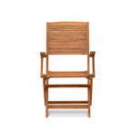 East West Furniture Patio Bistro Dining Set- a Outdoor Acacia Wood Table and Folding Arm Chairs, Natural Oil(Pieces Option)