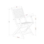 East West Furniture Patio Bistro Dining Set- a Outdoor Acacia Wood Table and Folding Arm Chairs, Natural Oil(Pieces Option)