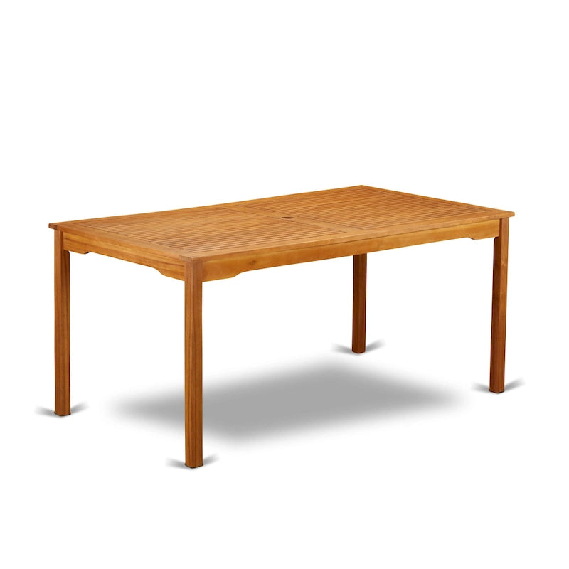 East West Furniture Patio Bistro Dining Set- a Outdoor Acacia Wood Table and Folding Arm Chairs, Natural Oil(Pieces Option)