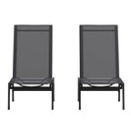 Set of 2 All-Weather Textilene Adjustable Chaise Lounge Chairs with Arms