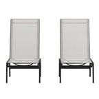 Set of 2 All-Weather Textilene Adjustable Chaise Lounge Chairs with Arms