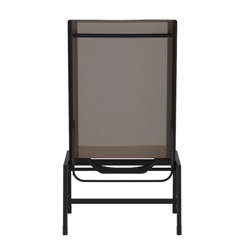 Set of 2 All-Weather Textilene Adjustable Chaise Lounge Chairs with Arms