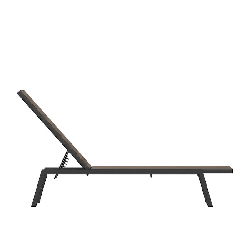 Set of 2 All-Weather Textilene Adjustable Chaise Lounge Chairs with Arms