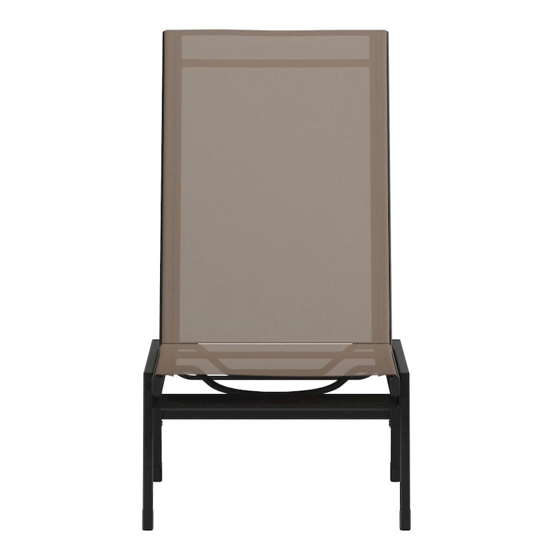 Set of 2 All-Weather Textilene Adjustable Chaise Lounge Chairs with Arms