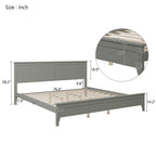 King Platform Bed Frame with Headboard & Footboard – White / Gray, Wood Slats, Single