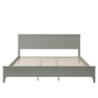 King Platform Bed Frame with Headboard & Footboard – White / Gray, Wood Slats, Single