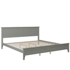 King Platform Bed Frame with Headboard & Footboard – White / Gray, Wood Slats, Single