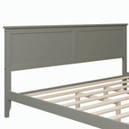 King Platform Bed Frame with Headboard & Footboard – White / Gray, Wood Slats, Single