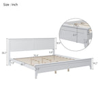 King Platform Bed Frame with Headboard & Footboard – White / Gray, Wood Slats, Single
