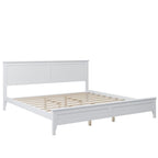 King Platform Bed Frame with Headboard & Footboard – White / Gray, Wood Slats, Single