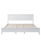 King Platform Bed Frame with Headboard & Footboard – White / Gray, Wood Slats, Single