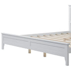 King Platform Bed Frame with Headboard & Footboard – White / Gray, Wood Slats, Single