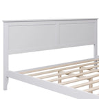 King Platform Bed Frame with Headboard & Footboard – White / Gray, Wood Slats, Single