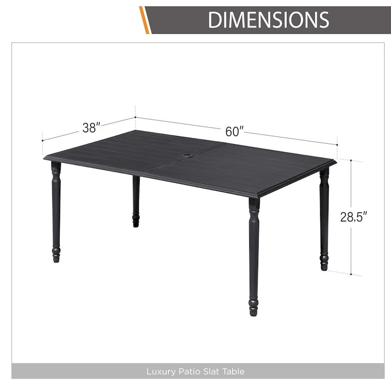 MAISON ARTS 7-piece Metal Rectangle Patio Outdoor Dining Set with Slat Table and Textilene Swivel Chairs