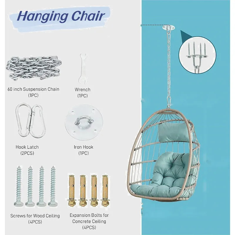 Outdoor Garden Rattan Egg Swing Chair Hanging Chair