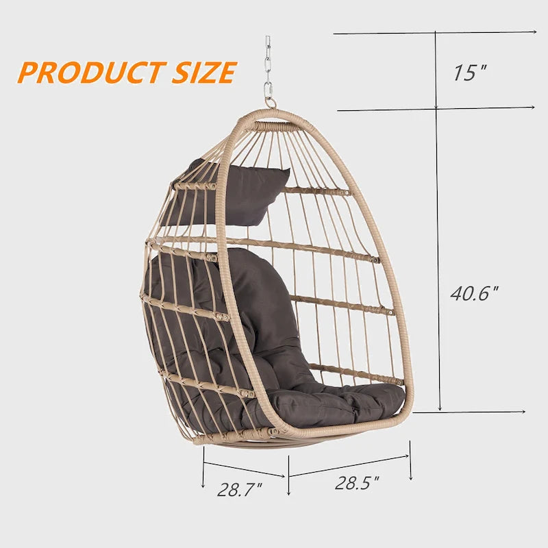 Outdoor Garden Rattan Egg Swing Chair Hanging Chair