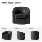 Swivel Barrel Chair, Modern Style, Genuine Leather – Brown / Sage / Camel, Single
