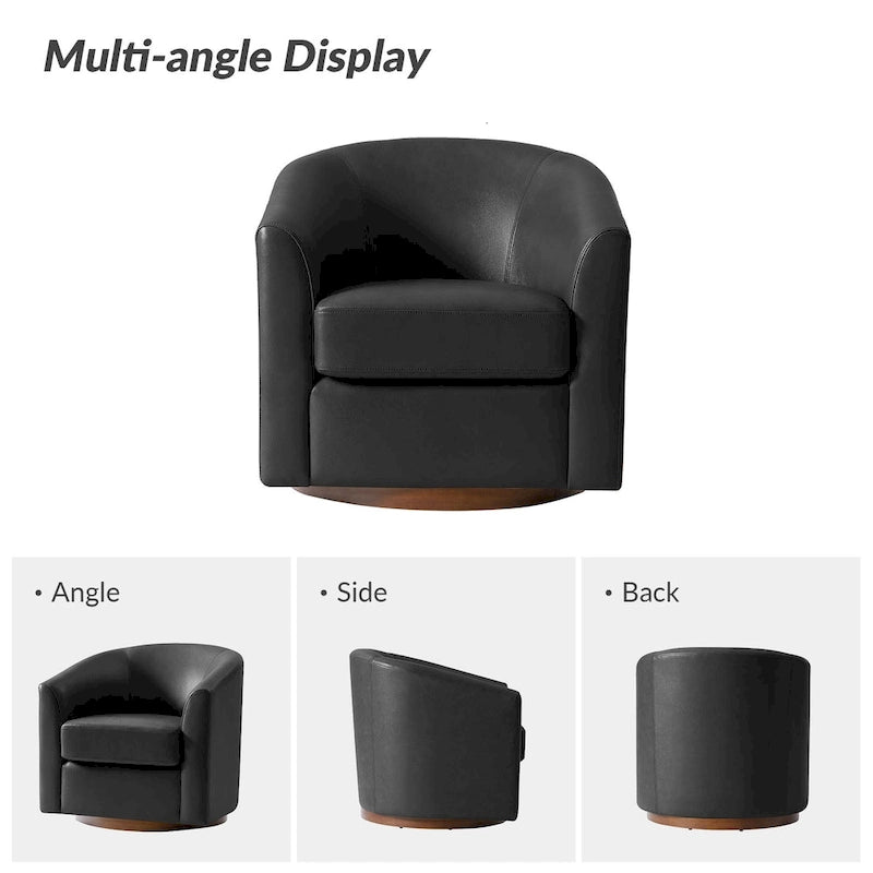 Swivel Barrel Chair, Modern Style, Genuine Leather – Brown / Sage / Camel, Single