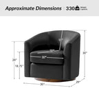 Swivel Barrel Chair, Modern Style, Genuine Leather – Brown / Sage / Camel, Single
