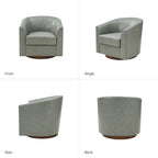 Swivel Barrel Chair, Modern Style, Genuine Leather – Brown / Sage / Camel, Single