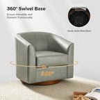 Swivel Barrel Chair, Modern Style, Genuine Leather – Brown / Sage / Camel, Single