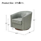 Swivel Barrel Chair, Modern Style, Genuine Leather – Brown / Sage / Camel, Single