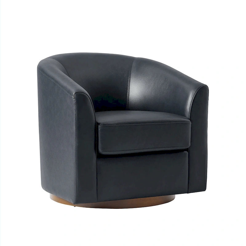 Swivel Barrel Chair, Modern Style, Genuine Leather – Brown / Sage / Camel, Single