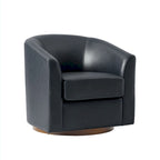 Swivel Barrel Chair, Modern Style, Genuine Leather – Brown / Sage / Camel, Single