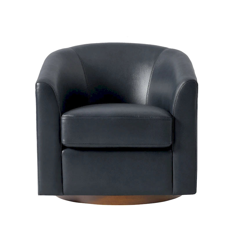 Swivel Barrel Chair, Modern Style, Genuine Leather – Brown / Sage / Camel, Single