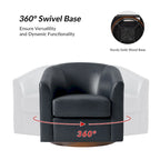 Swivel Barrel Chair, Modern Style, Genuine Leather – Brown / Sage / Camel, Single