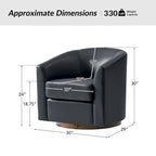 Swivel Barrel Chair, Modern Style, Genuine Leather – Brown / Sage / Camel, Single