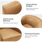 Swivel Barrel Chair, Modern Style, Genuine Leather – Brown / Sage / Camel, Single