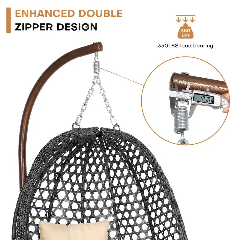 Outdoor/Indoor Swing Egg Chiar With Stand, Cushion And Headrest - N/A
