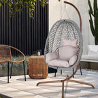 Outdoor/Indoor Swing Egg Chiar With Stand, Cushion And Headrest - N/A