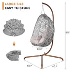 Outdoor/Indoor Swing Egg Chiar With Stand, Cushion And Headrest - N/A