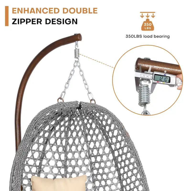 Outdoor/Indoor Swing Egg Chiar With Stand, Cushion And Headrest - N/A