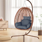 Outdoor/Indoor Swing Egg Chiar With Stand, Cushion And Headrest - N/A