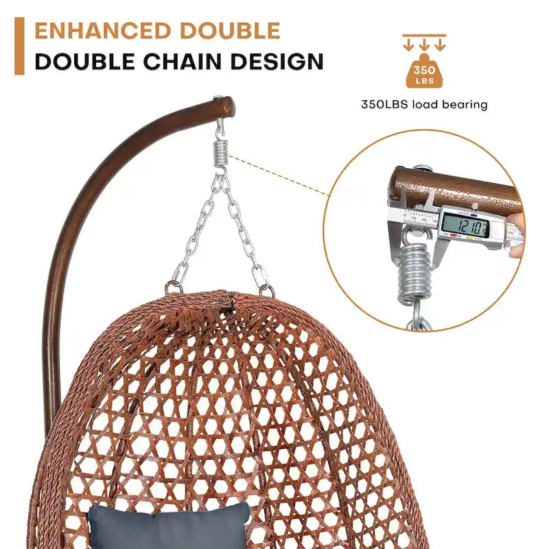 Outdoor/Indoor Swing Egg Chiar With Stand, Cushion And Headrest - N/A